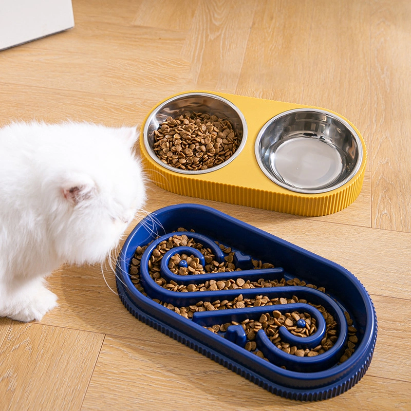 Stainless Steel Plastic Dog Bowl Slow Feeder Pet Bowl