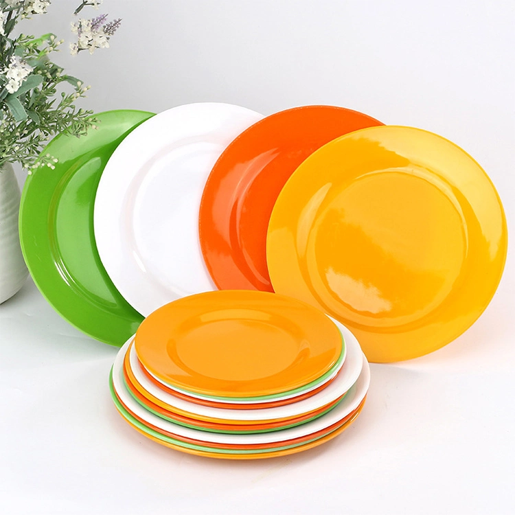 Recyclable Cutlery Bamboo Fiber Dinner Plates Custom Package Inner Package Melamine Plate Tableware