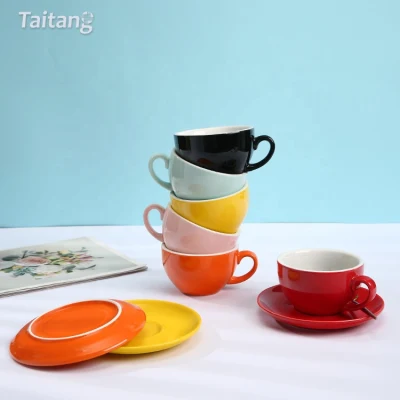 Kundenspezifische klassische Tee-Espresso-Kaffeetasse aus Keramik / Keramiktasse und Untertasse