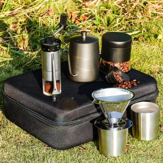 Heißer Verkauf Äthiopische Kaffeemaschine Zubehör Geschenkbox Outdoor Reise Handmühle Gießen Über V60 Drip Kaffee Tee-Set